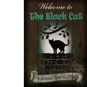 The Black Cat Traditional Style Pub Sign Large Metal Wall Art