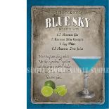Blue Sky Cocktail Authentic Recipe Large Metal Wall Art