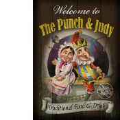 The Punch And Judy Traditional Style Pub Sign Large Metal Wall Art.