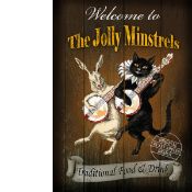 The Jolly Minstrels Traditional Style Pub Sign Large Metal Wall Art.