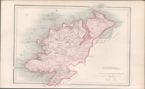 Antique Engraving 1850’s Coloured Map Co Donegal Ireland