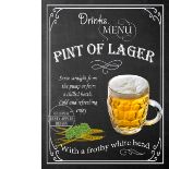 Pint Of Lager Classic Pub Drink Large Metal Wall Art.
