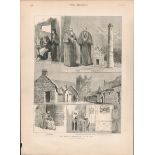 The Irish Exhibition Antique 1888 Single Print Donegal, Irish Village