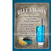 Blue Lagoon Cocktail Authentic Recipe Large Metal Wall Art