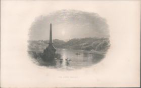 Antique Engraving 1850’s The Boyne Obelisk Louth.