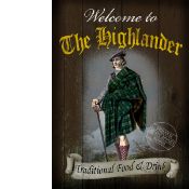 The Highlander Traditional Style Pub Sign Large Metal Wall Art.