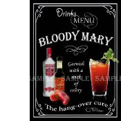 Bloody Mary Classic Pub Drink Large Metal Wall Art.