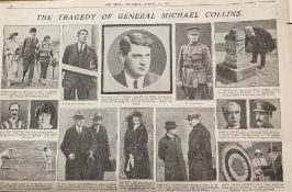 Michael Collins Shot Dead Ambushed by IRA Rebels 1922 Newspaper