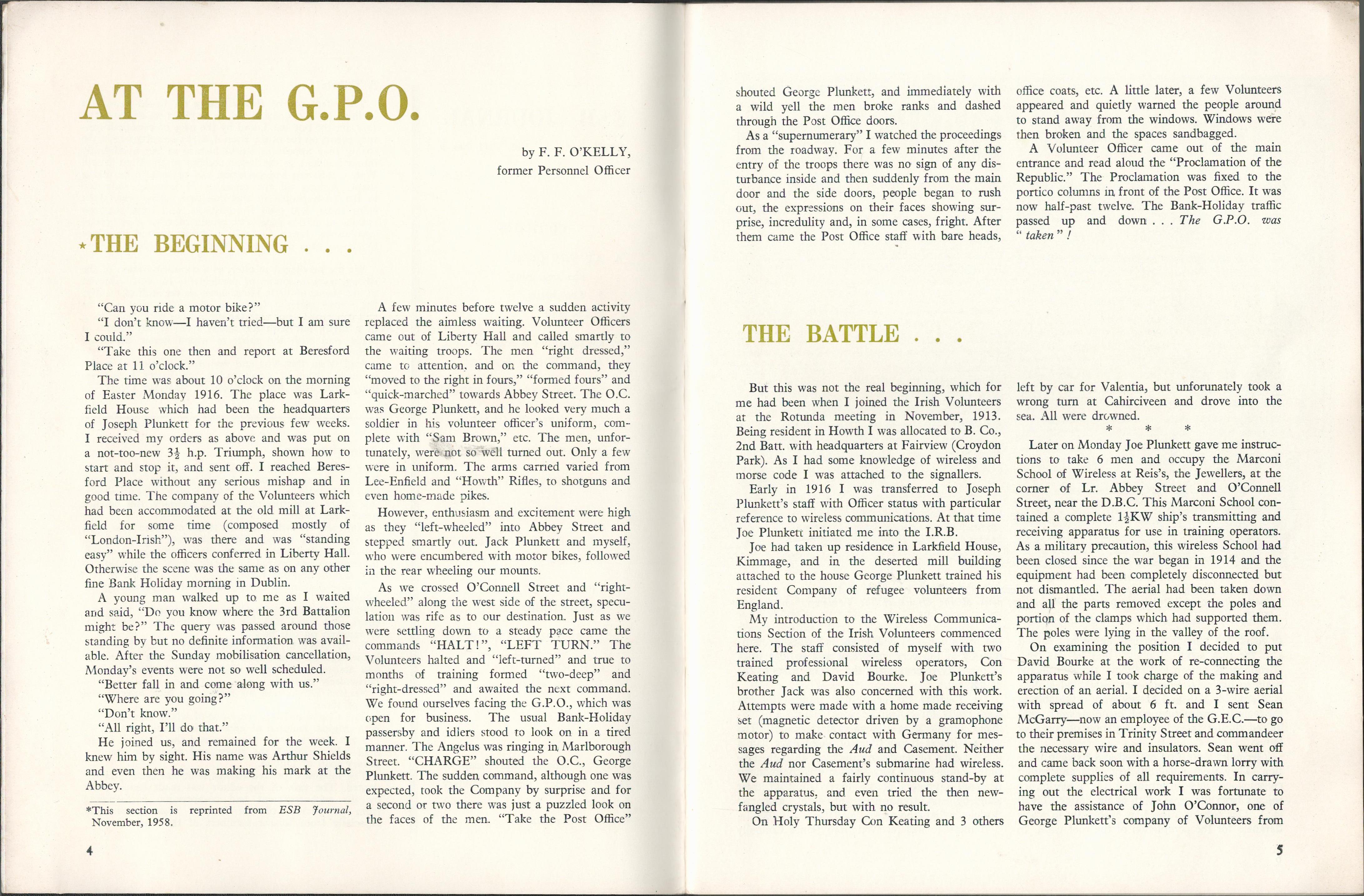 1966 Journal 50th Anniversary The Easter Rising 1916