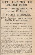 5 Dead in Belfast Riots 1920 Irish War Of Independence N
