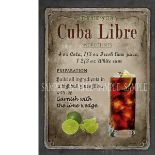 Cuba Libre Cocktail Authentic Recipe Large Metal Wall Art