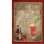 Bloody Mary Cocktail Authentic Recipe Large Metal Wall Art