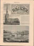 The City Of Bristol Sketches Antique 1878 Newspaper