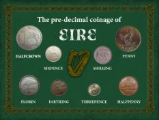 Ireland Rare Vintage Pre-Decimal 1928- 1968 Coin Metal Art Set
