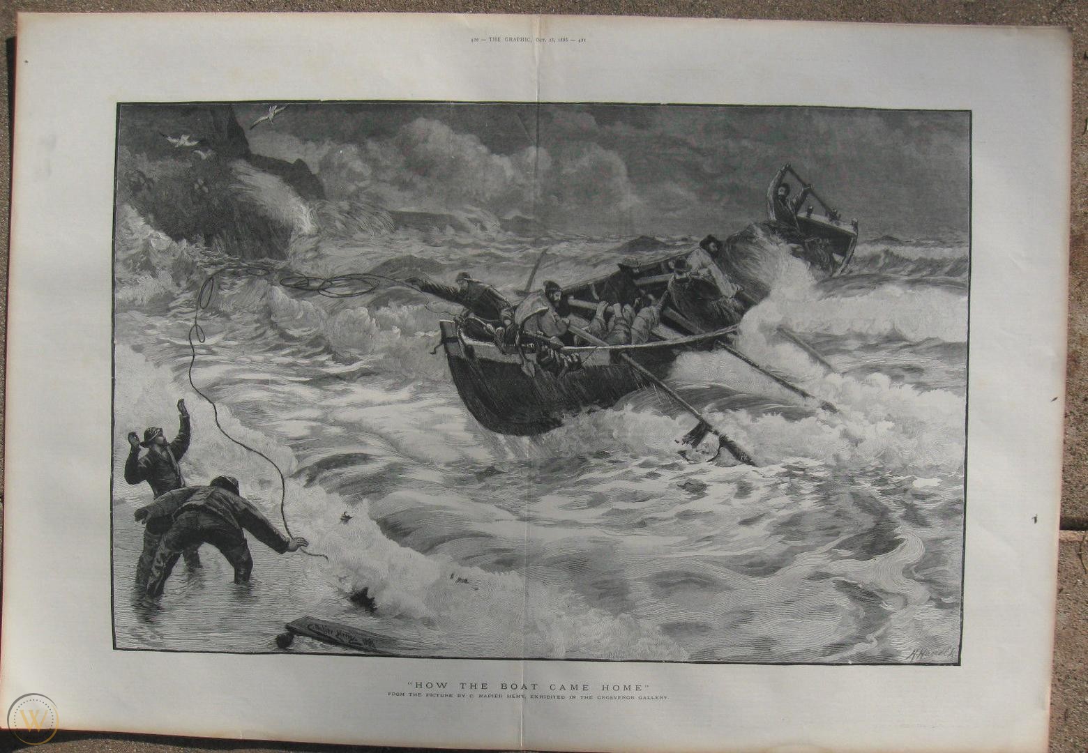 Capsized Lifeboat on the Lancashire Coast - Antique 1886 Newspaper