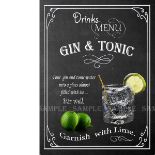 Gin & Tonic Classic Pub Drink Large Metal Wall Art.