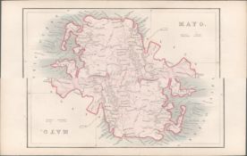 Antique Engraving 1850’s Coloured Map Co Mayo Ireland