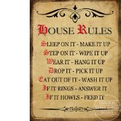 Mothers House Rules Funny Large Metal Wall Art