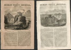 2 Antique Editions 1832 Dublin Penny Journal Co Antrim