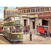 Liverpool Central Station Vintage Tram Large Metal Wall Art