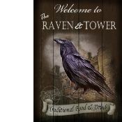 The Raven & Tower Traditional Style Pub Sign Large Metal Wall Art