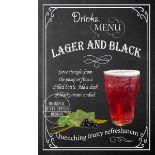 Lager & Black Classic Pub Drink Large Metal Wall Art.