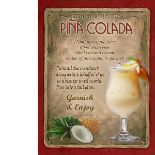 Pina Colada Cocktail Authentic Recipe Large Metal Wall Art