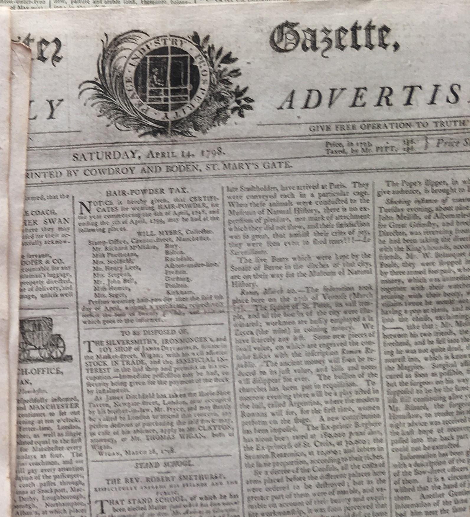 Rare Set of 4 Front Newspaper Pages 1798 Irish Rebellion Reports of the Uprising - Image 2 of 5