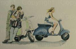 Mods & Scooters ""Mod Scooter Girls"" L arge Metal Wall Art.