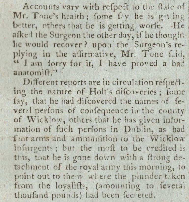 Wolfe Tone Dying From His Wounds 1798 Irish Rebellion Newspaper - Image 3 of 5