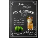 Gin & Ginger Classic Pub Drink Large Metal Wall Art.