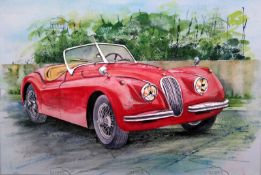 Jaguar XK 120 1950's British Iconic Vintage Car Era Metal Wall Art.