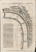 River Thames Embankment London 1843 Antique Plan
