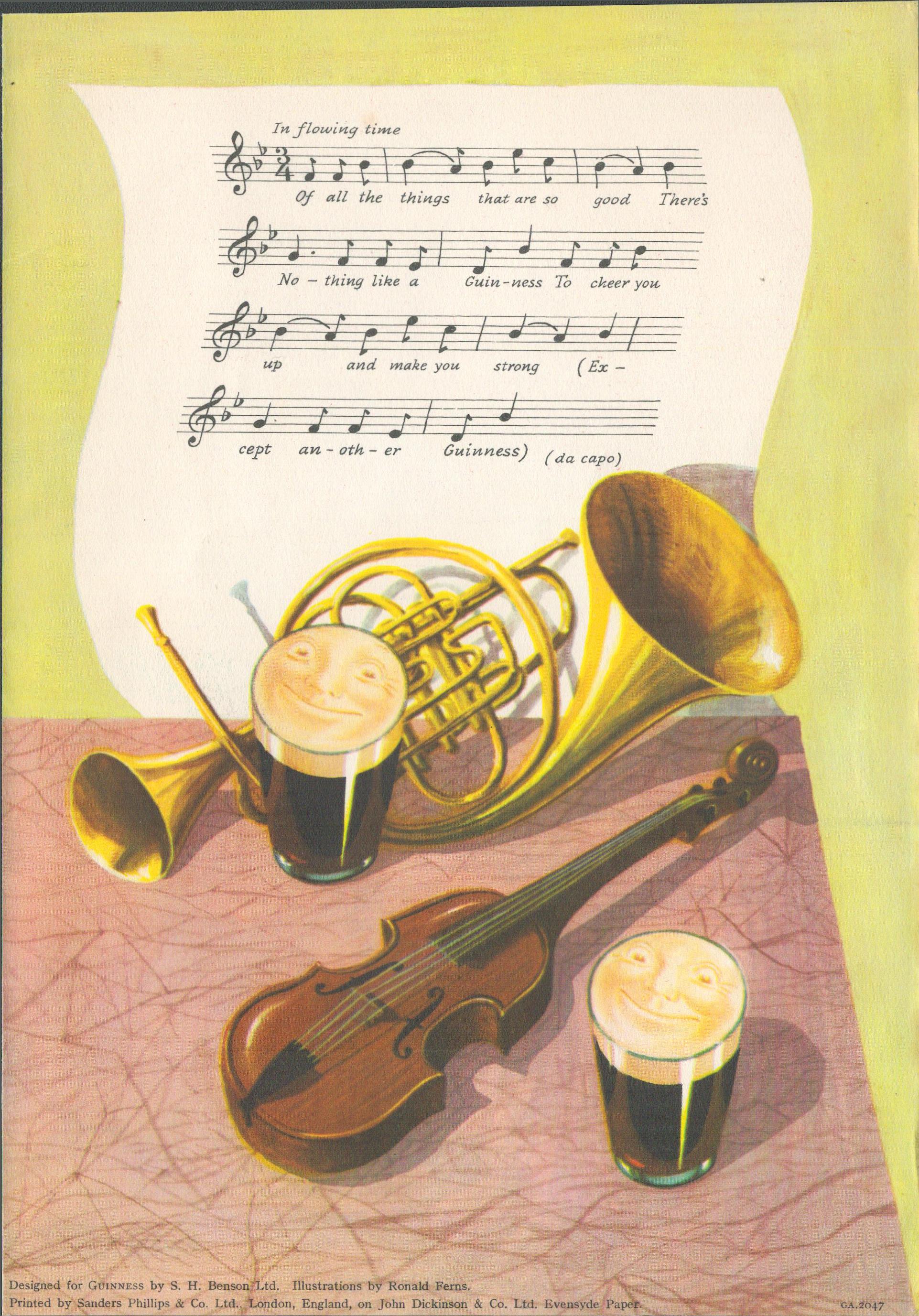 Rare 1953 Untopical Songs Guinness Vintage Print Musical Score