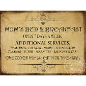 Mum's B&B Rules Funny Large Metal Wall Art