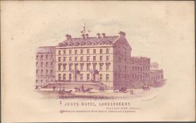 Chromolithographed Antique 1871 Jurys hotel Londonderry