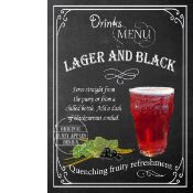 Lager & Black Classic Pub Drink Large Metal Wall Art.