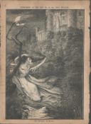 Rare Banshee Howling Illustration Antique 1884.