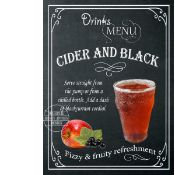 Cider & Black Classic Pub Drink Large Metal Wall Art.