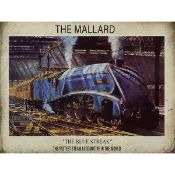 The Mallard Blue Streak Steam Train Large Metal Wall Art