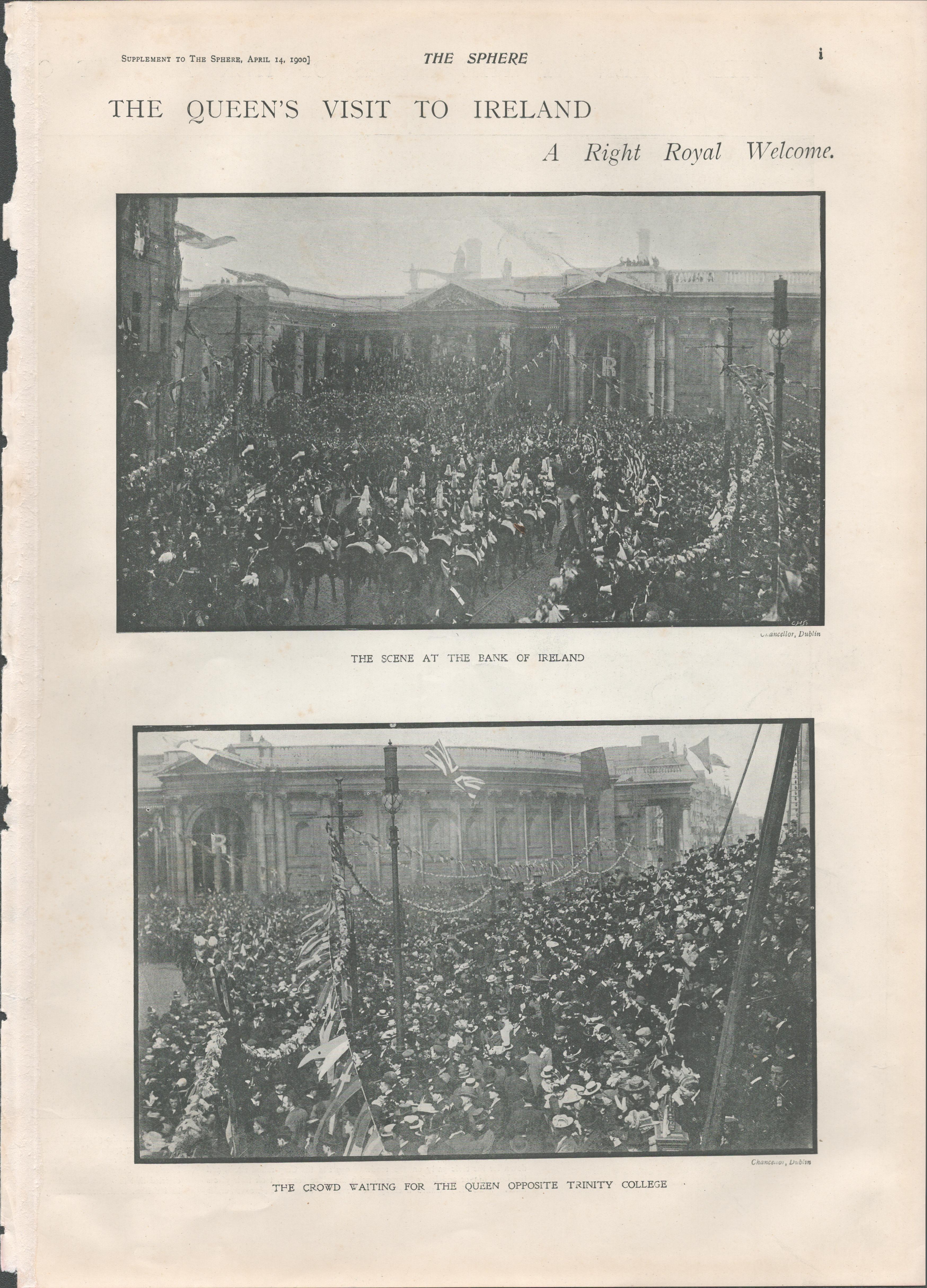 Queen Victoria Tour Double-Page The Gate To Dublin City 1900 Antique - Image 2 of 3