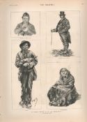 Sketches of Co Galway Ireland Ceili Cottage Meeting, Characters 1888