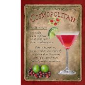 Cosmopolitan Cocktail Authentic Recipe Large Metal Wall Art