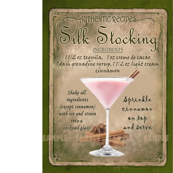 Silk Stocking Cocktail Authentic Recipe Large Metal Wall Art