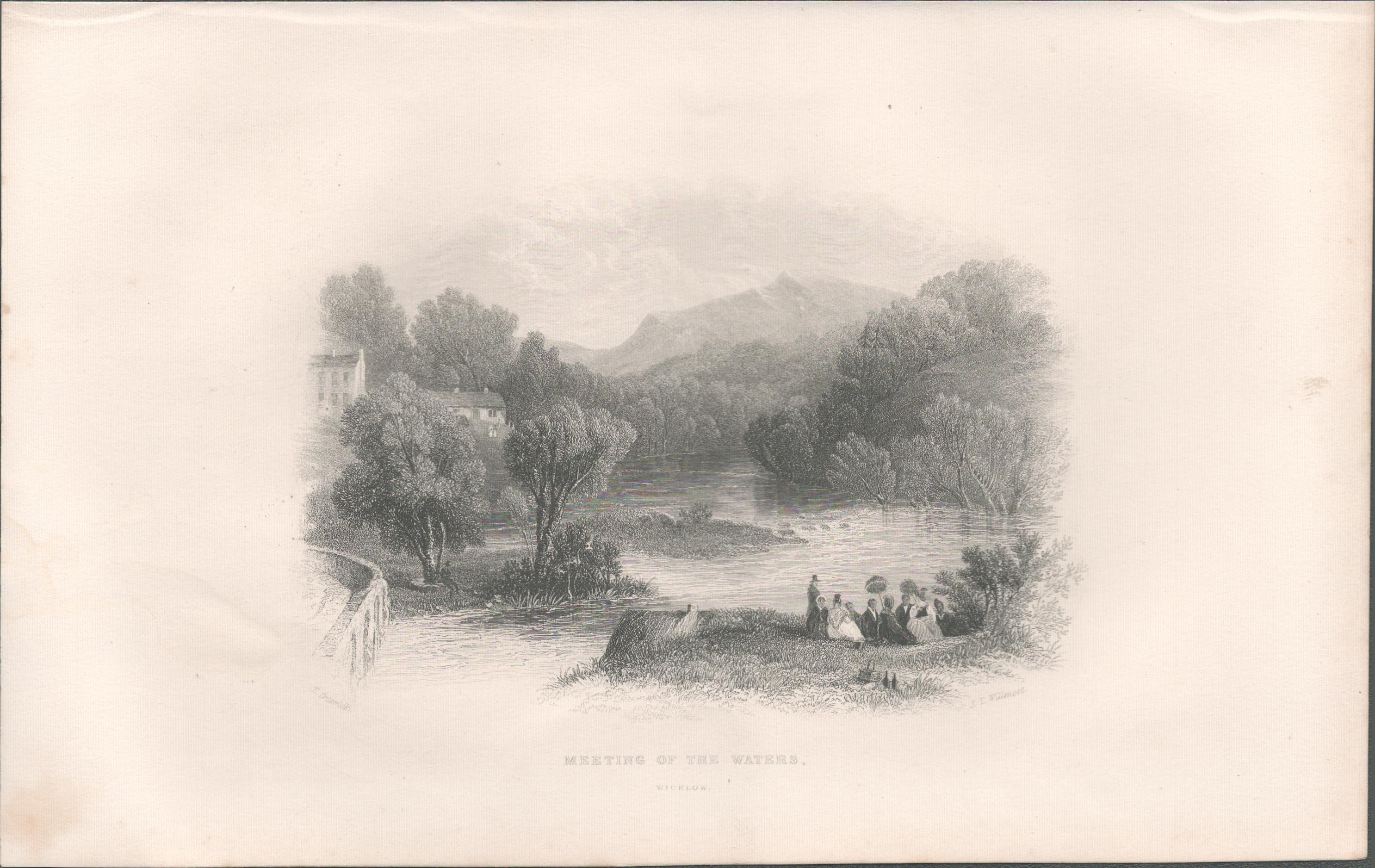 Antique Print 1850’s Meetings of the Waters Avoca Wicklow