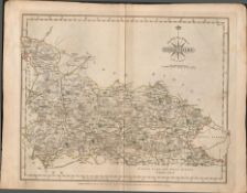 Yorkshire North West Riding John Cary 1787 Antique Hand Coloured Map.