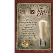 New Orleans Fizz Cocktail Authentic Recipe Large Metal Wall Art