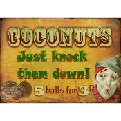 Coconuts Shy Fairground Large Metal Wall Art