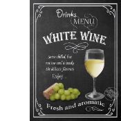 White Wine Classic Pub Drink Large Metal Wall Art.