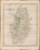 Nottinghamshire John Cary’s 1787 Antique Hand Coloured Map.